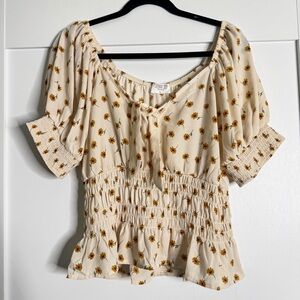 Sienna Sky floral smocked blouse